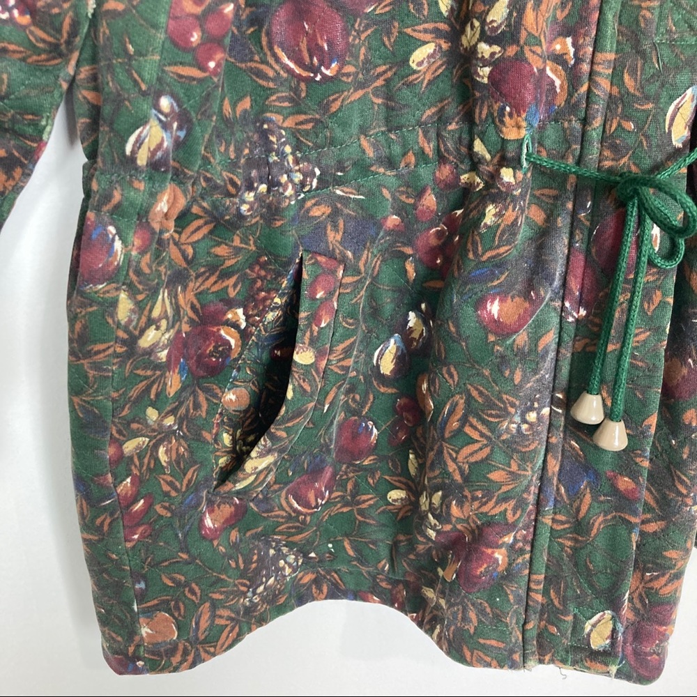 Vintage Green Floral Zip Front Coat - Picture 3 of 11